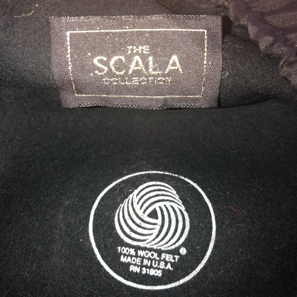 THE SCALA COLLECTION Hat Women's Size O/S Black/Brown Cowboy Wool Made In USA